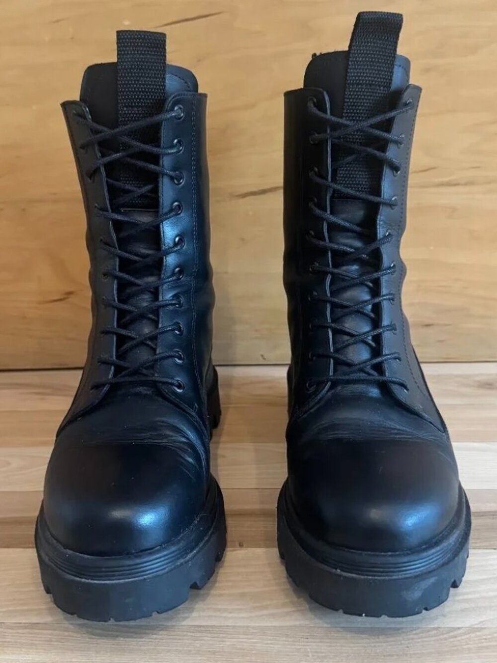 Flattered Black Leather Combat Boots - EU 37 - Picture 5 of 10